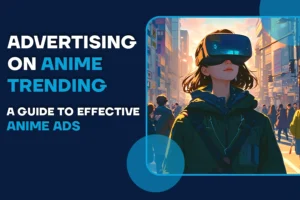 A women wear lens on face seeing towords Advertising on Anime