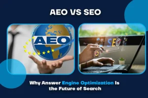 This image represent the AEO vs SEO for the marketing purpose.