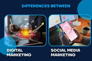 This image express the digital and social media marketing difference in marketing filed.