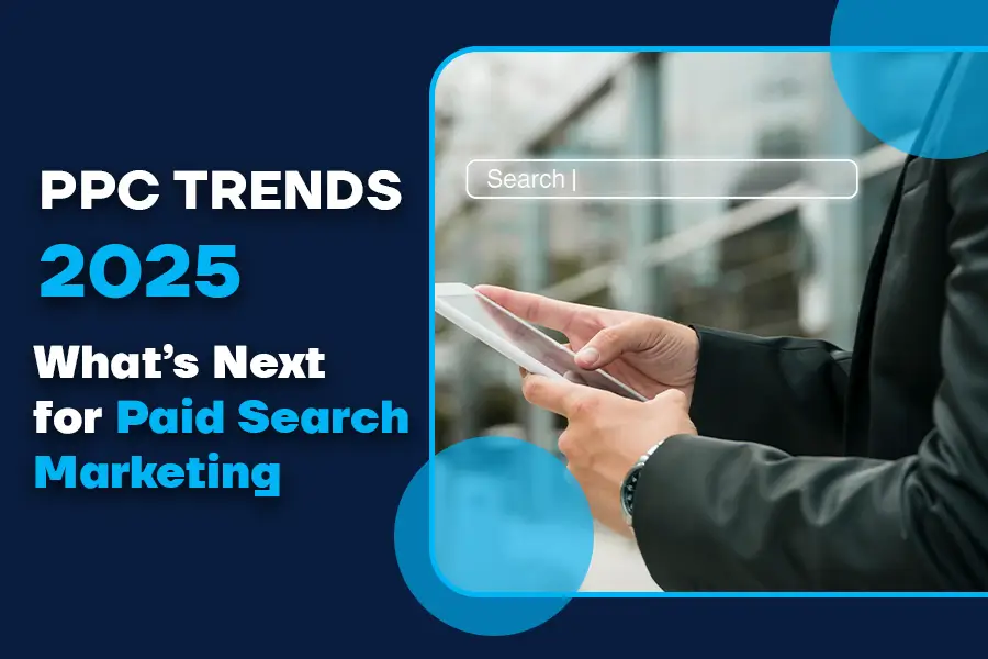 A person search out the about the ppc trends in 2025 on mobile.