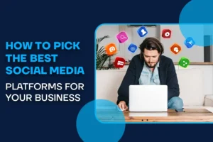 A professional person work on laptop search about the social media for the bussiness growth by best social media for business.
